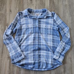 Faherty Women's Blue Plaid Better Sweater Shirt Small